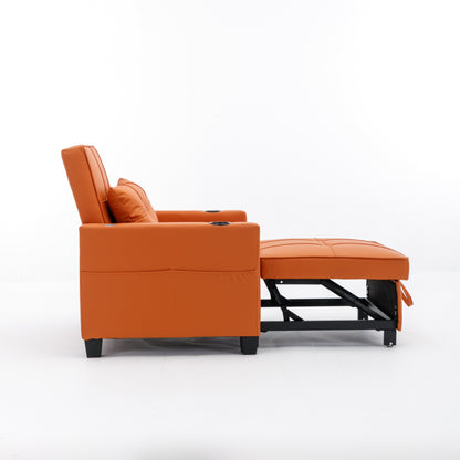 Divano letto singolo convertibile 3 in 1 in similpelle da 68,12 pollici con porte USB e resistente all'usura per il soggiorno