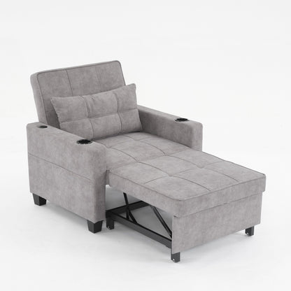 Divano letto singolo convertibile 3 in 1 Tech Clothr da 68,12 pollici con porte USB e resistente all'usura per il soggiorno