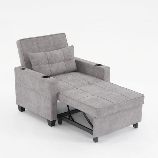 Divano letto singolo convertibile 3 in 1 Tech Clothr da 68,12 pollici con porte USB e resistente all'usura per il soggiorno