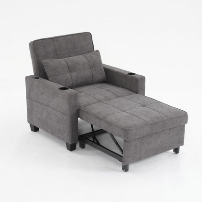 Divano letto singolo convertibile 3 in 1 Tech Clothr da 68,12 pollici con porte USB e resistente all'usura per il soggiorno