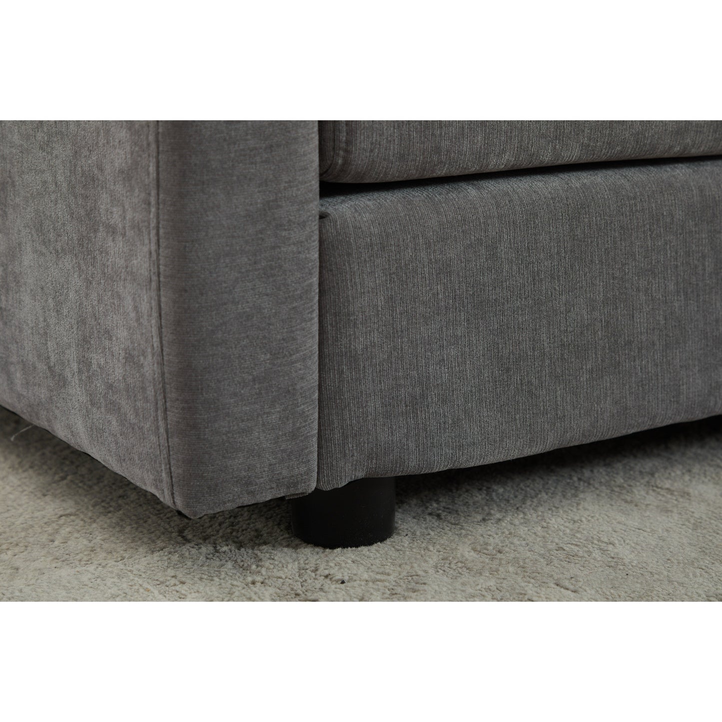 Divano componibile modulare in ciniglia 68 con design a L, pouf rimovibile e configurazione a 2 posti