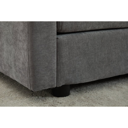 Divano componibile modulare in ciniglia 68 con design a L, pouf rimovibile e configurazione a 2 posti