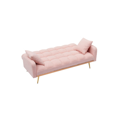 Divano letto rosa da 69 pollici con divano Teddy regolabile per piccoli spazi, soggiorno e camera da letto
