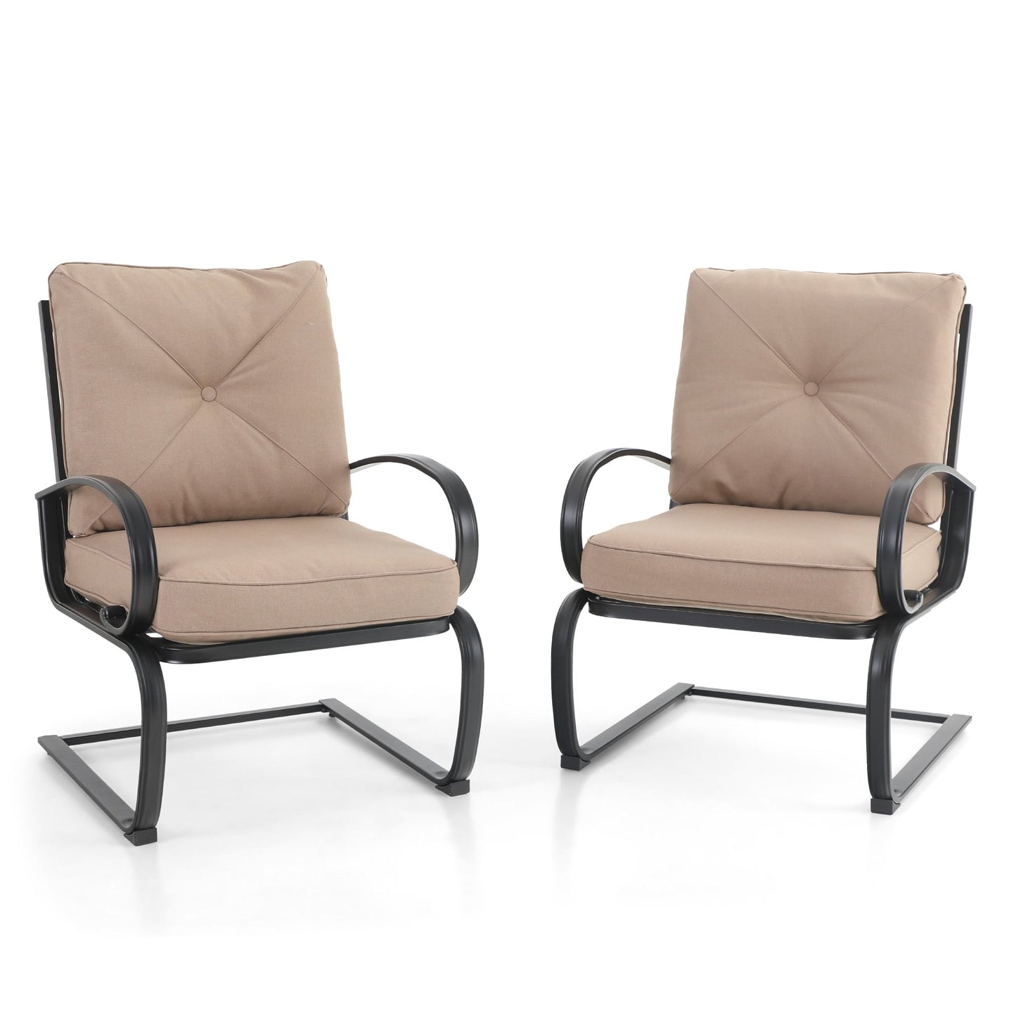 Set da pranzo per patio esterno 7/9 pezzi, 6/8 sedie con movimento a molla e cuscino, 1 sedia rettangolare