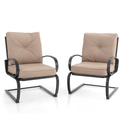 Set da pranzo per patio esterno 7/9 pezzi, 6/8 sedie con movimento a molla e cuscino, 1 sedia rettangolare