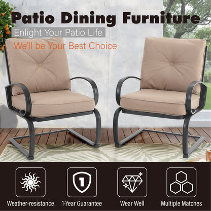 Set da pranzo per patio esterno 7/9 pezzi, 6/8 sedie con movimento a molla e cuscino, 1 sedia rettangolare