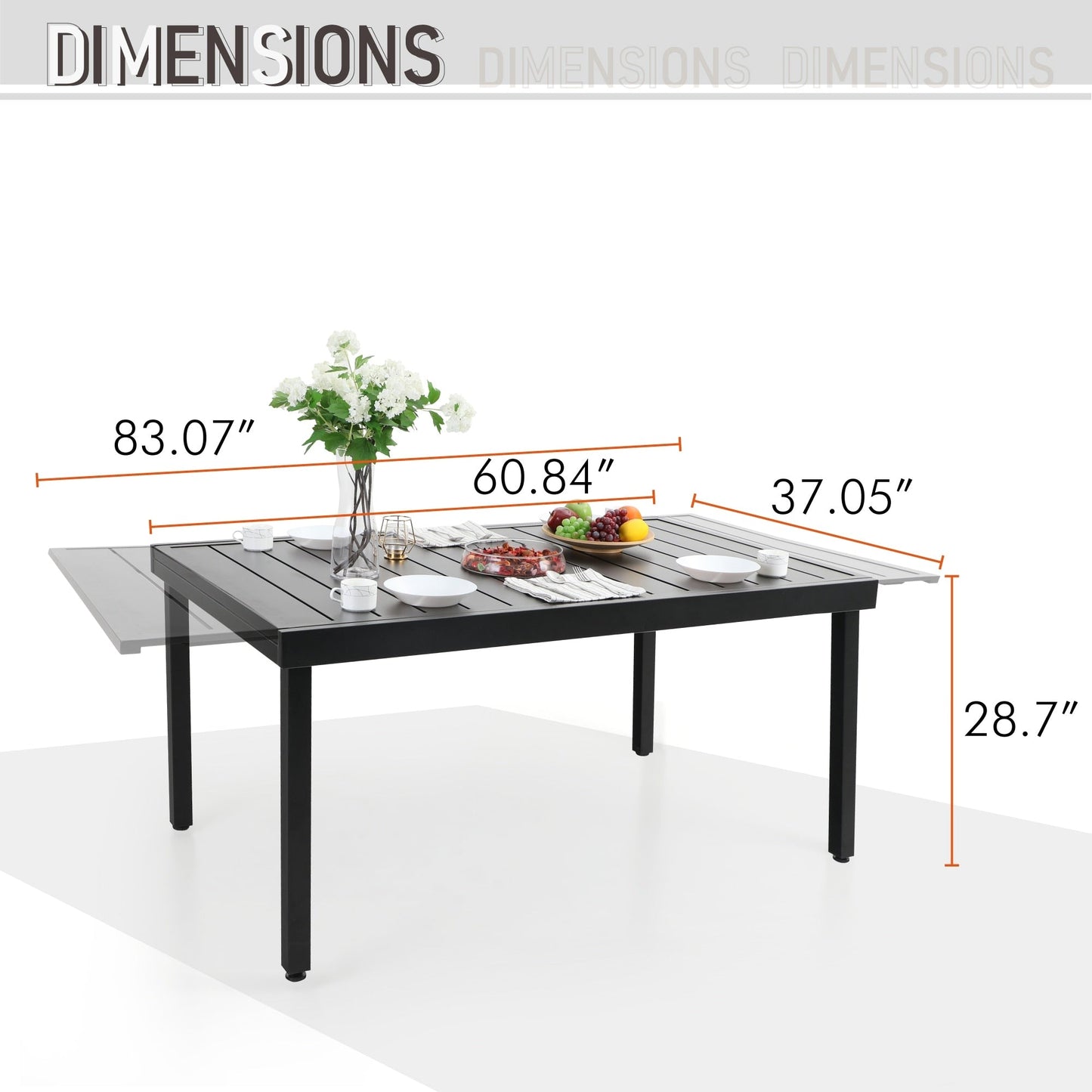 Set da pranzo per patio esterno 7/9 pezzi, 6/8 sedie con movimento a molla e cuscino, 1 sedia rettangolare