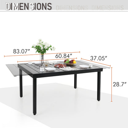 Set da pranzo per patio esterno 7/9 pezzi, 6/8 sedie con movimento a molla e cuscino, 1 sedia rettangolare