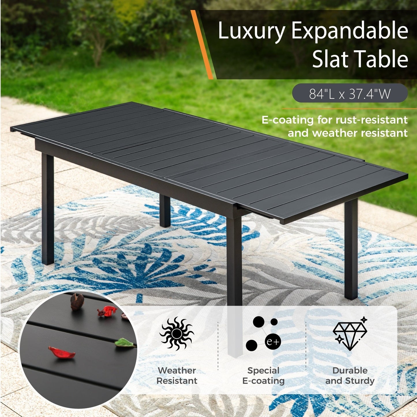 Set da pranzo per patio esterno 7/9 pezzi, 6/8 sedie con movimento a molla e cuscino, 1 sedia rettangolare