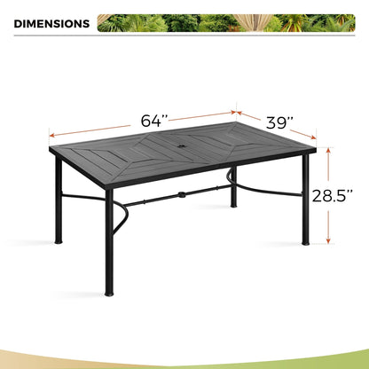 Set da pranzo per patio esterno 7/9 pezzi, 6/8 sedie con movimento a molla e cuscino, 1 sedia rettangolare