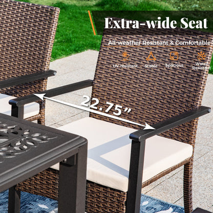 Set da pranzo per patio 7/9, tavolo da pranzo rettangolare espandibile per esterni con sedie in rattan