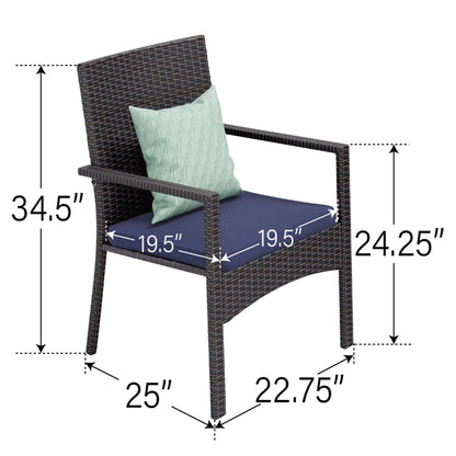 Set da pranzo per patio 7/9, tavolo da pranzo rettangolare espandibile per esterni con sedie in rattan