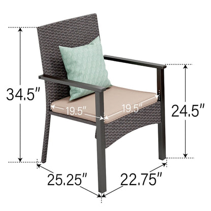 Set da pranzo per patio 7/9, tavolo da pranzo rettangolare espandibile per esterni con sedie in rattan