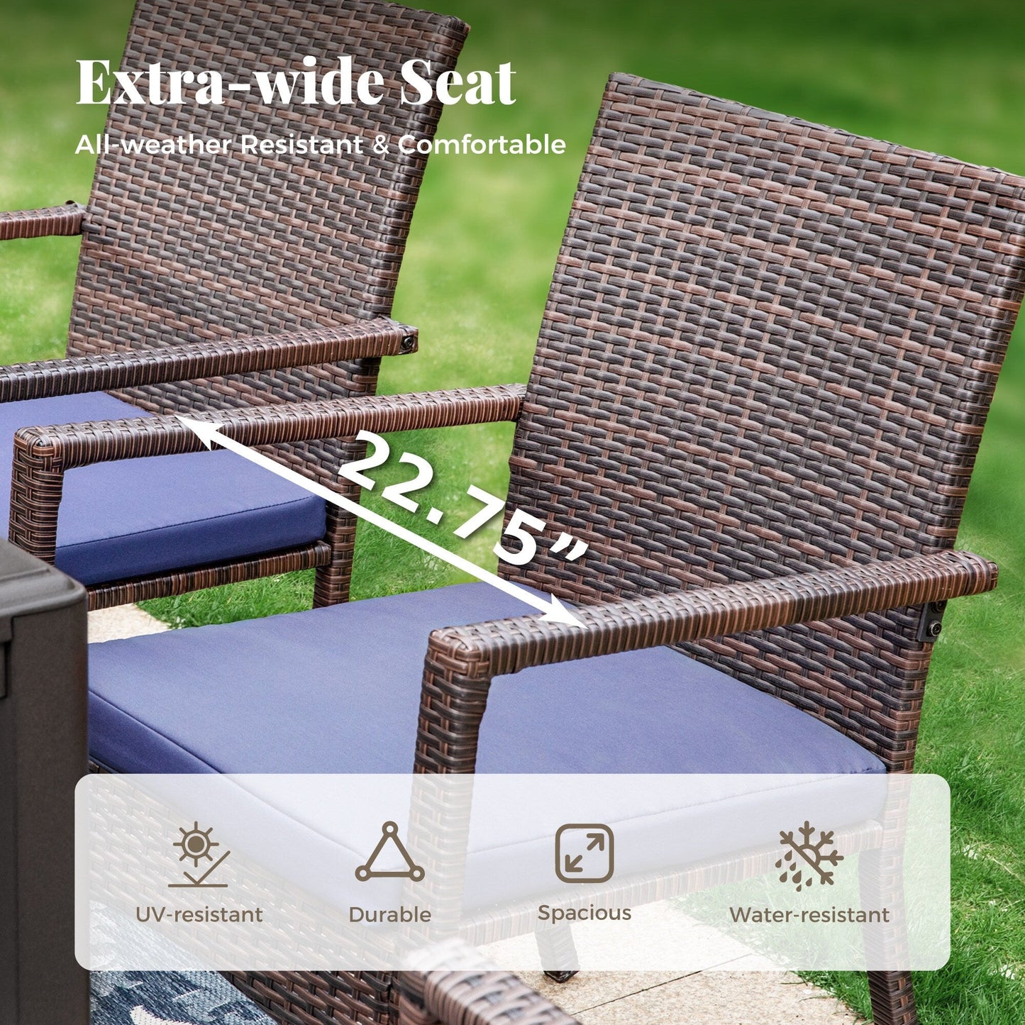 Set da pranzo per patio 7/9, tavolo da pranzo rettangolare espandibile per esterni con sedie in rattan