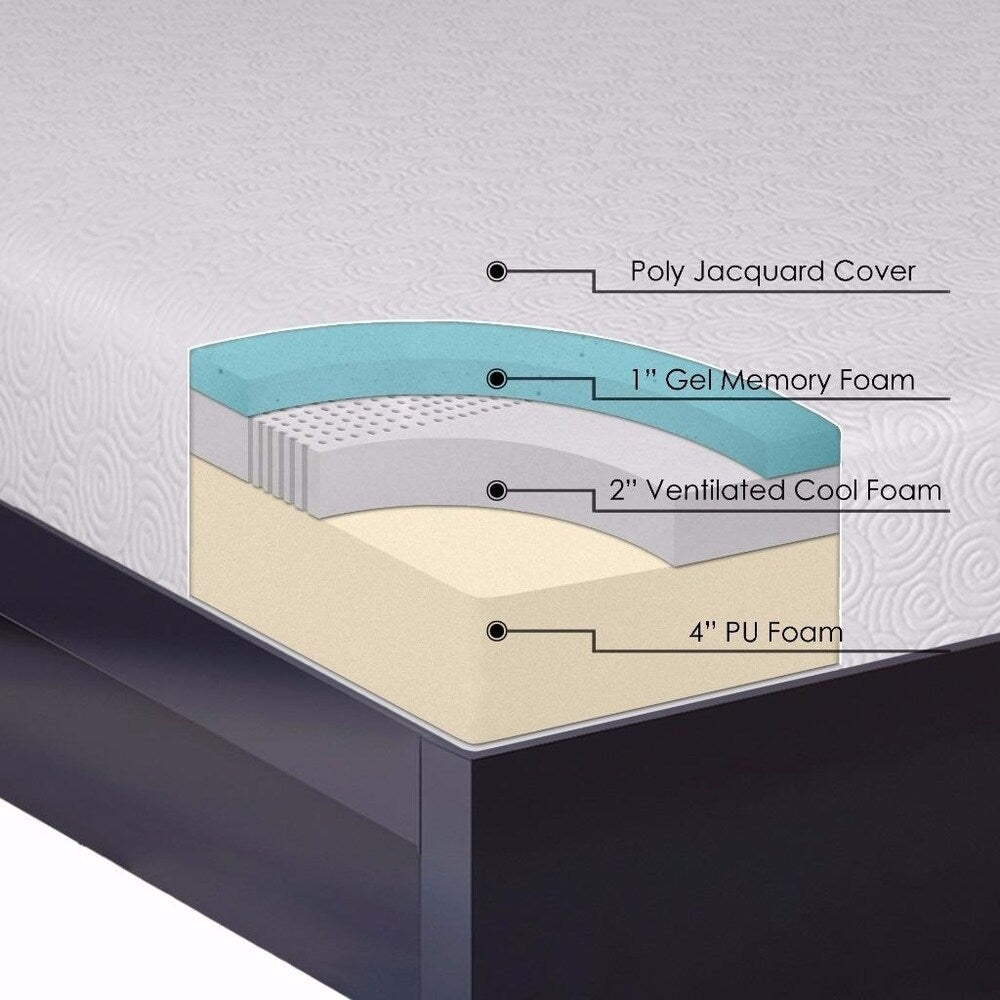 Materasso in memory foam gel da 7 pollici con box spring e set di gambe di Crown Comfort