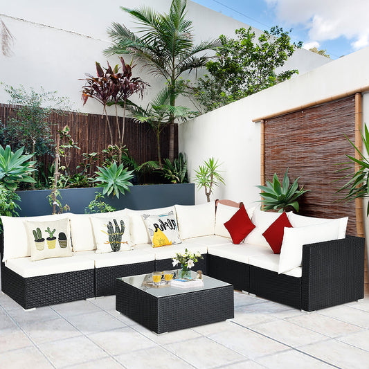 Set di mobili da giardino da 7 pezzi, set da conversazione per esterni con tavolino da caffè