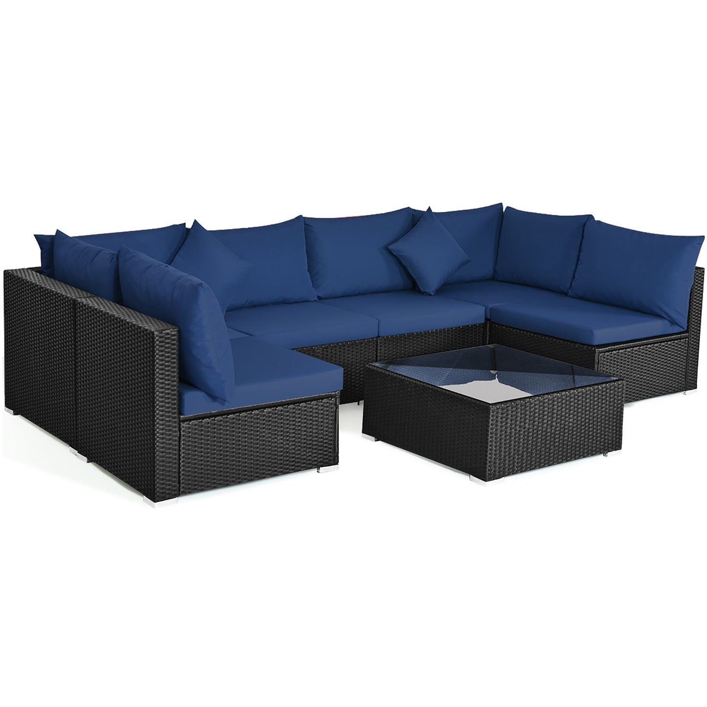 Set di mobili da giardino da 7 pezzi, set da conversazione per esterni con tavolino da caffè