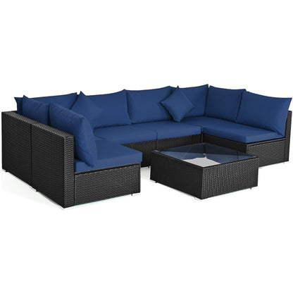 Set di mobili da giardino da 7 pezzi, set da conversazione per esterni con tavolino da caffè
