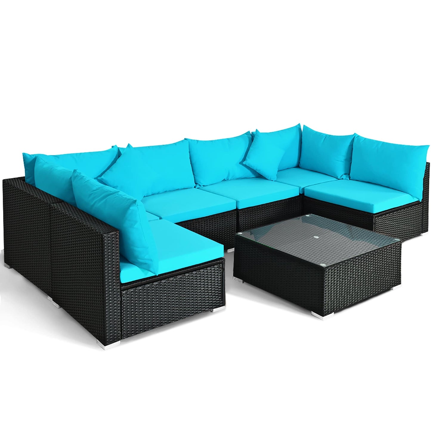 Set di mobili da giardino da 7 pezzi, set da conversazione per esterni con tavolino da caffè