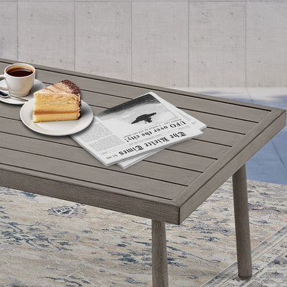 Set da conversazione in alluminio da 7 pezzi per patio, divano a due posti con pouf e tavolino da caffè