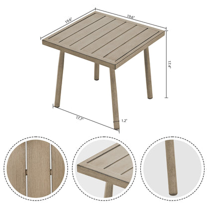Set da conversazione in alluminio da 7 pezzi per patio, divano a due posti con pouf e tavolino da caffè