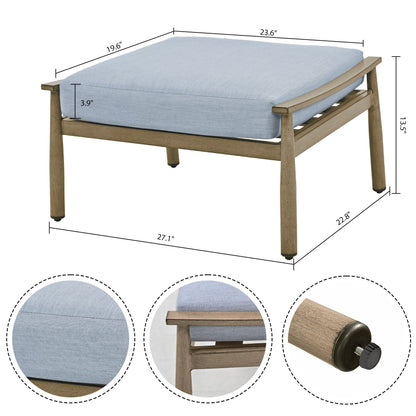 Set da conversazione in alluminio da 7 pezzi per patio, divano a due posti con pouf e tavolino da caffè