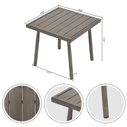 Set da conversazione in alluminio da 7 pezzi per patio, divano a due posti con pouf e tavolino da caffè