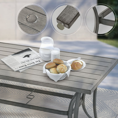 Set da pranzo per patio in alluminio da 7 pezzi con 2 sedie da pranzo girevoli e 4 sedie da pranzo e cuscini lavabili
