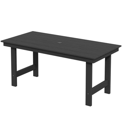 Set da pranzo per esterni in HDPE da 7 pezzi con foro per ombrellone - 1 tavolo e 6 sedie