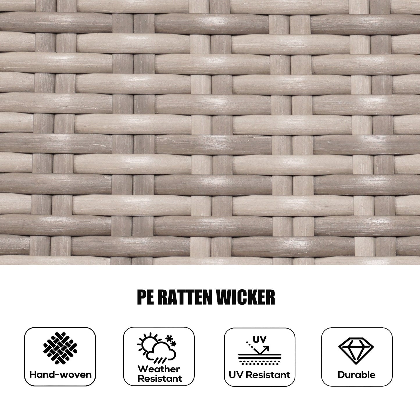 Set da pranzo rotondo da esterno in rattan e vimini, 7 pezzi, con cuscini, di Moda Furnishings