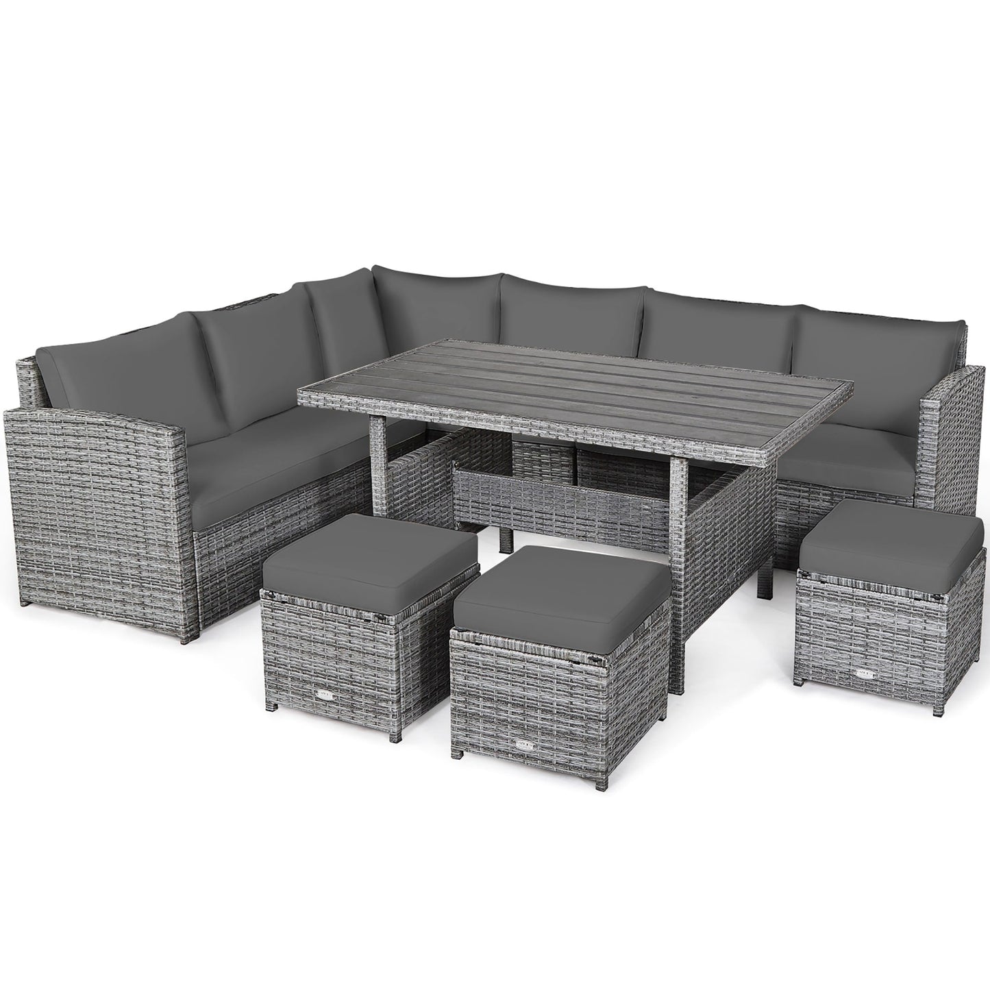 Set di mobili da giardino in rattan da 7 pezzi