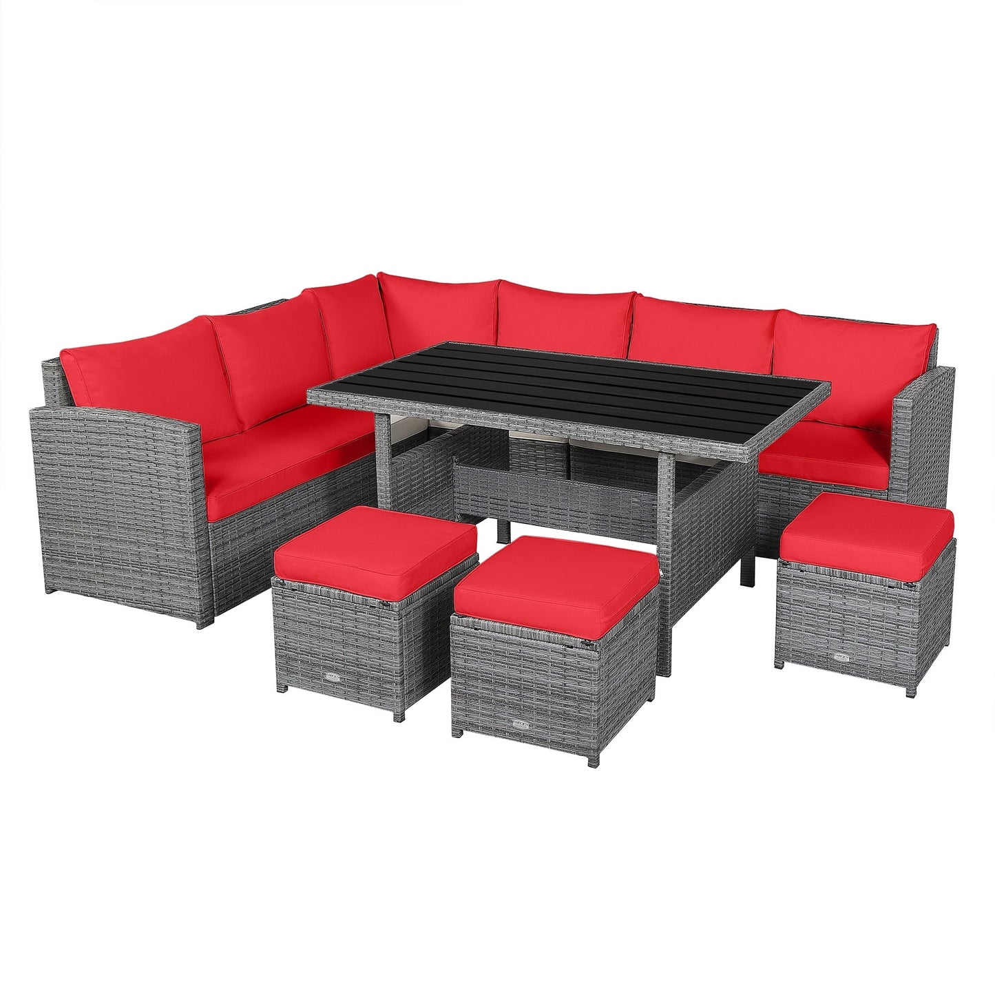 Set di mobili da giardino in rattan da 7 pezzi