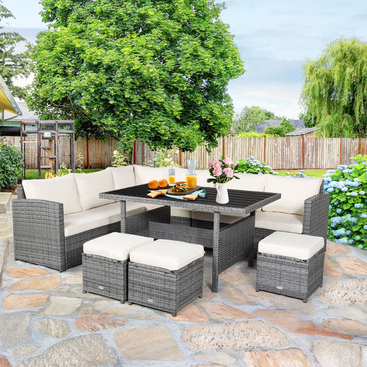 Set di mobili da giardino in rattan da 7 pezzi