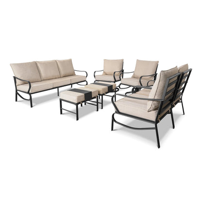 Set da conversazione per patio esterno a 7 posti, divano da esterno con pouf