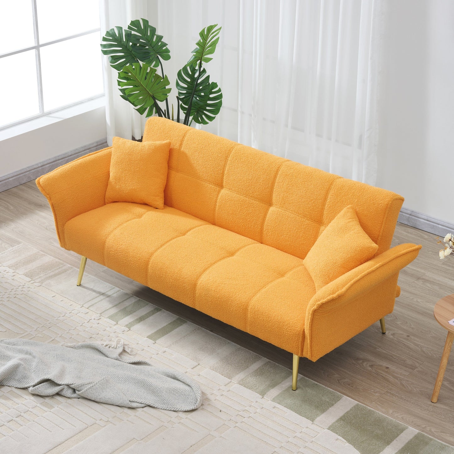 Divano letto in pile da 70 pollici, divano letto futon convertibile con braccioli e schienale regolabili