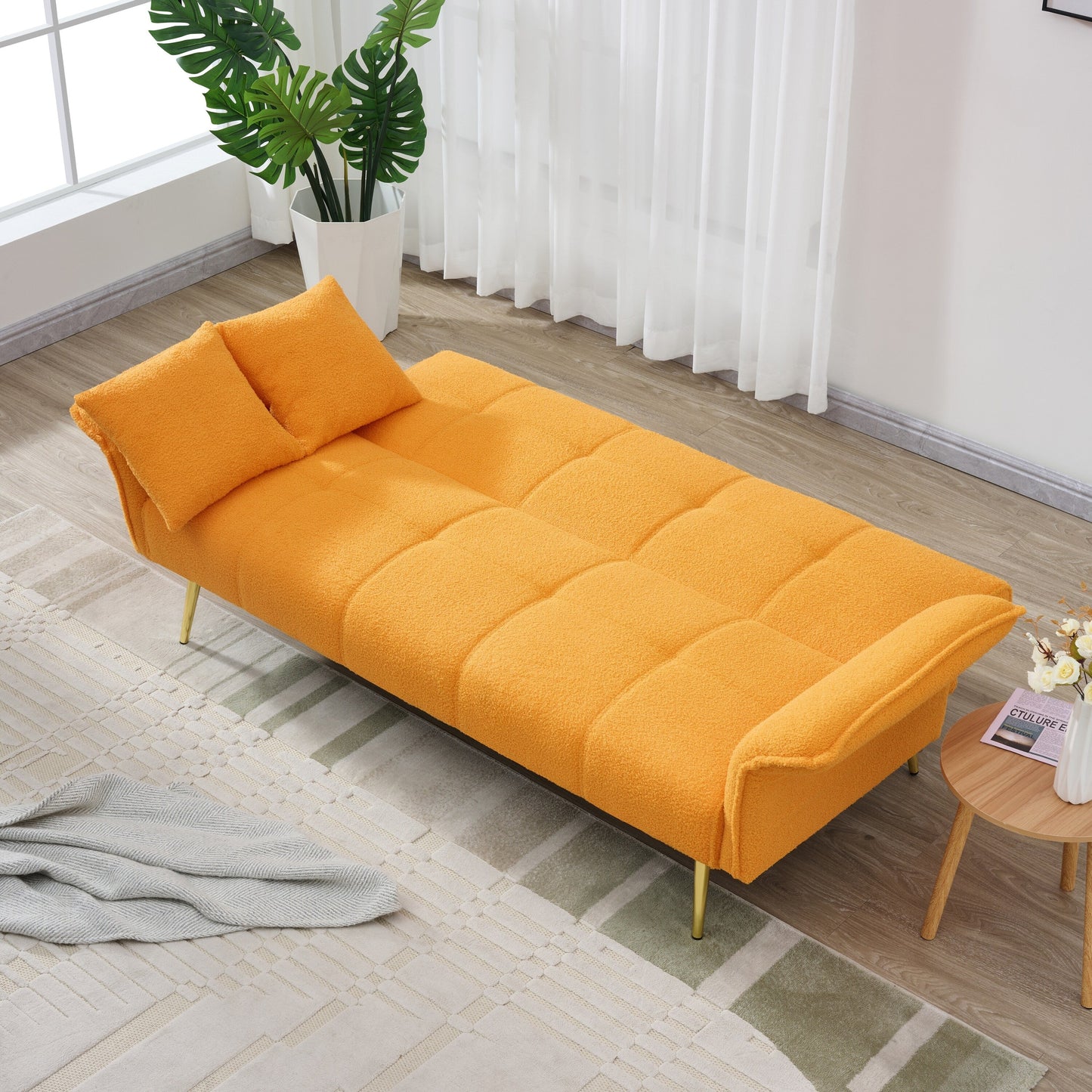 Divano letto in pile da 70 pollici, divano letto futon convertibile con braccioli e schienale regolabili