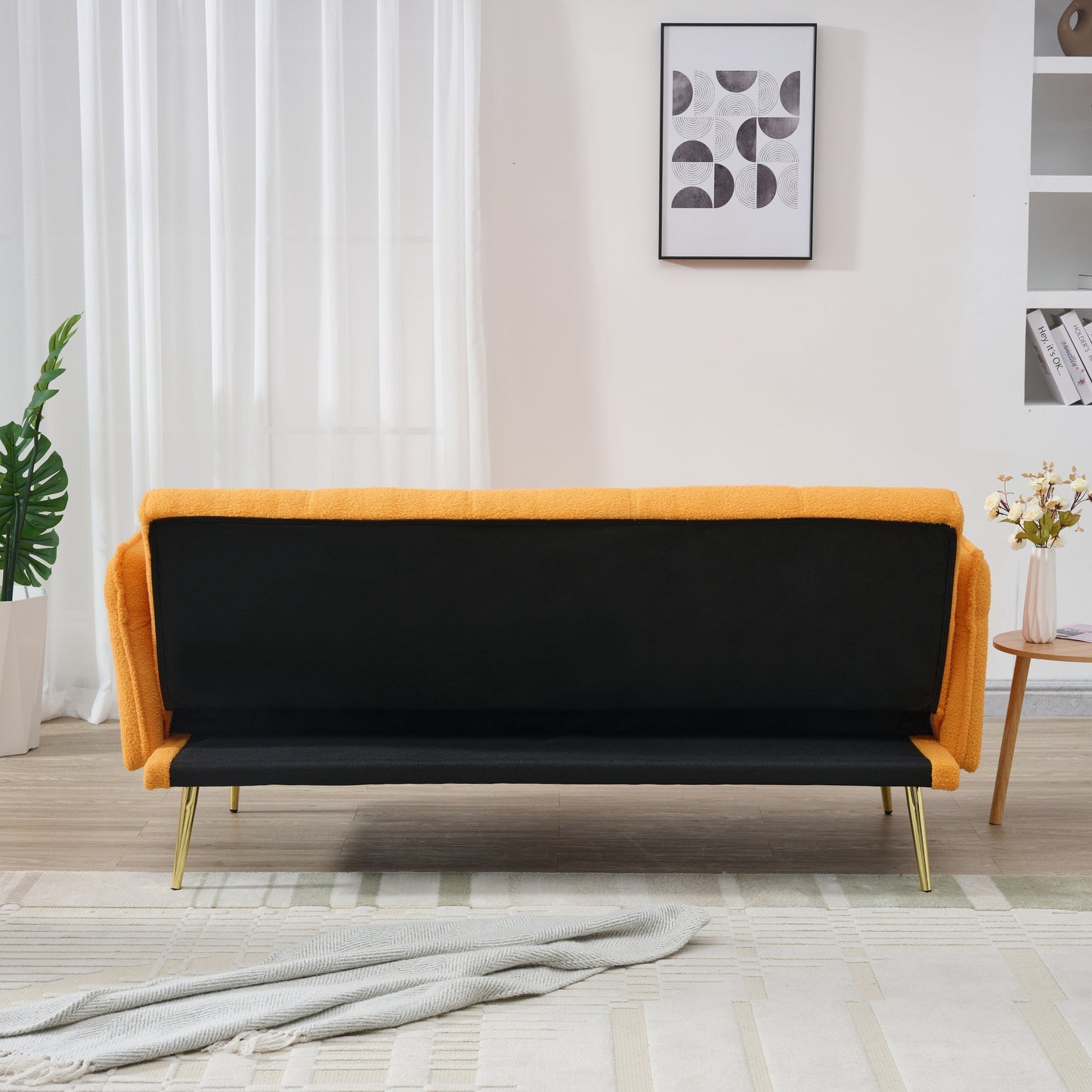Divano letto in pile da 70 pollici, divano letto futon convertibile con braccioli e schienale regolabili