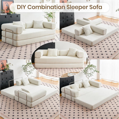 Divano letto trasformabile da 78,8 metri con cuscino, supporto per la schiena, bracciolo, divano da pavimento, divano a compressione, divano futon, letto da salotto