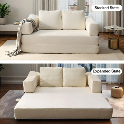 Divano letto trasformabile imbottito 70.87, poltrona trasformabile, comodo divano per soggiorno, camera da letto, tessuto ciniglia