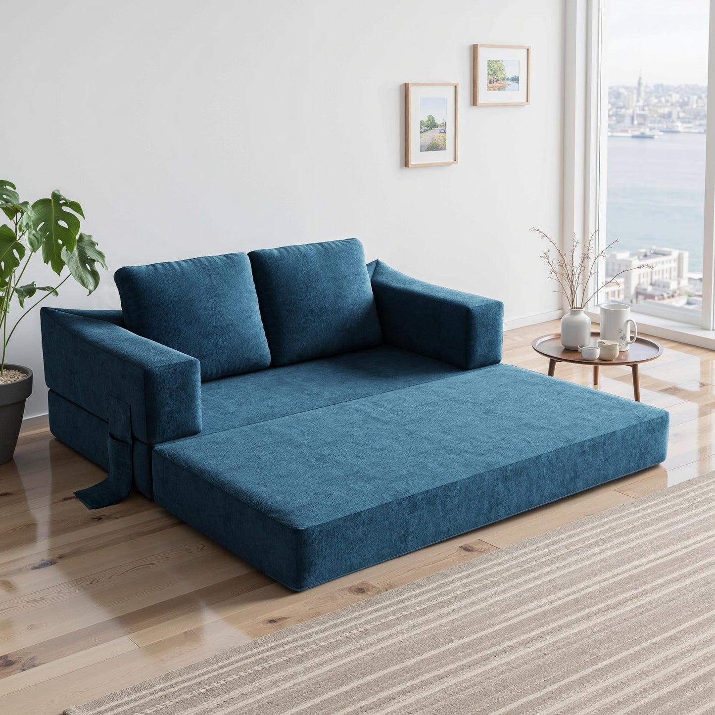 Divano letto trasformabile imbottito 70.87, poltrona trasformabile, comodo divano per soggiorno, camera da letto, tessuto ciniglia