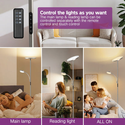 Lampada da terra Torchiere a 70 LED con controllo touch e telecomando - N/D