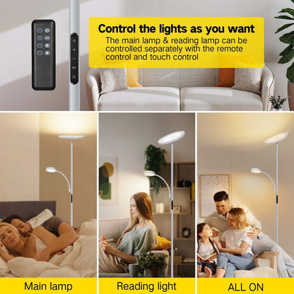 Lampada da terra Torchiere a 70 LED con controllo touch e telecomando - N/D
