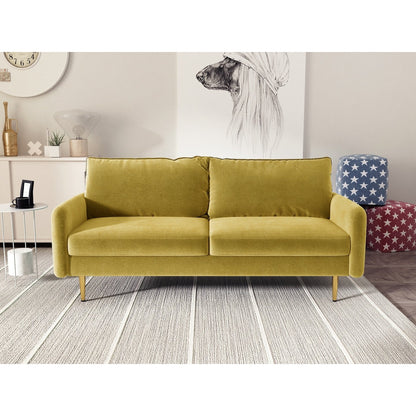 Divano con braccioli quadrati in velluto da 70''