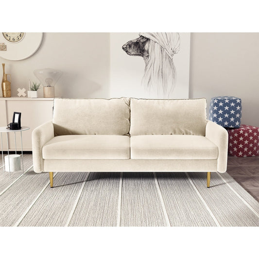 Divano con braccioli quadrati in velluto da 70''