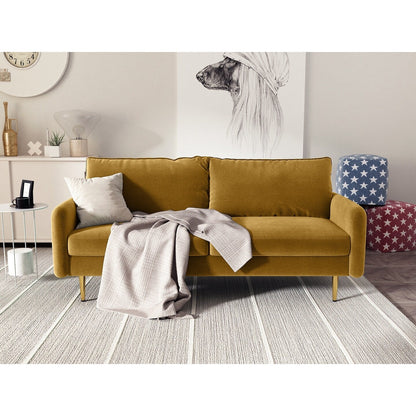 Divano con braccioli quadrati in velluto da 70''
