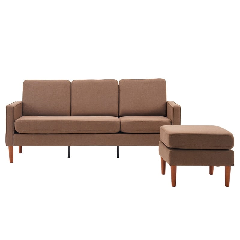 Divano modulare da interno per 3 persone con bracciolo americano in lino da 71,65 W. con pedale Concubine, colore beige