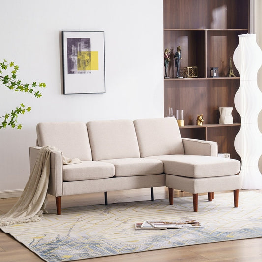 Divano modulare da interno per 3 persone con bracciolo americano in lino da 71,65 W. con pedale Concubine, colore beige