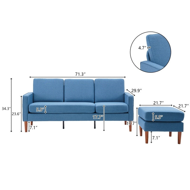 Divano modulare da interno per 3 persone con bracciolo americano in lino da 71,65 W. con pedale Concubine, colore beige