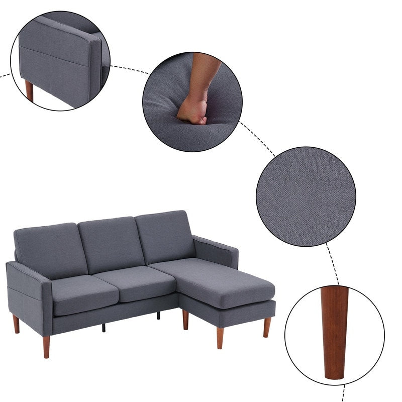 Divano modulare da interno per 3 persone con bracciolo americano in lino da 71,65 W. con pedale Concubine, colore beige