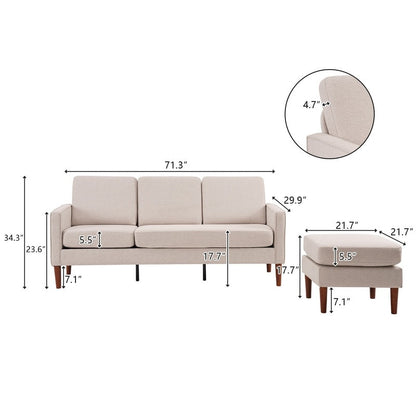 Divano modulare da interno per 3 persone con bracciolo americano in lino da 71,65 W. con pedale Concubine, colore beige